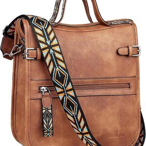 Elegant Structured Crossbody Bag for Women with Detachable Jacquard Strap